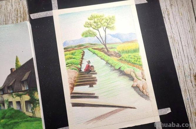 夏天农村田埂彩铅画怎么画 初学者彩铅画步骤?
