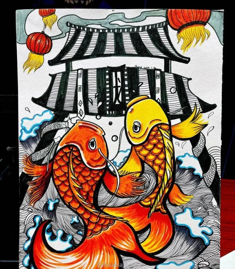 马克笔手绘作品，线描绘画作品欣赏28张