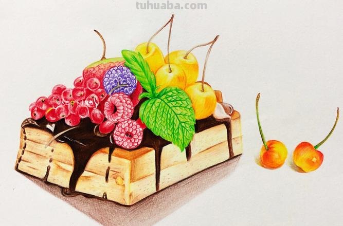 彩铅画美食甜品照片怎么画 彩铅画的最简单的水果?