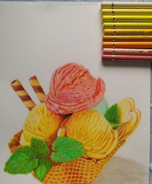 彩铅画美食甜品照片怎么画 彩铅画的最简单的水果?