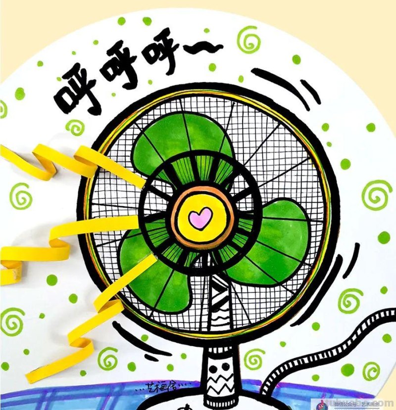 儿童画教程 - 线描创意画-“呼呼呼”电风扇开始工作啦