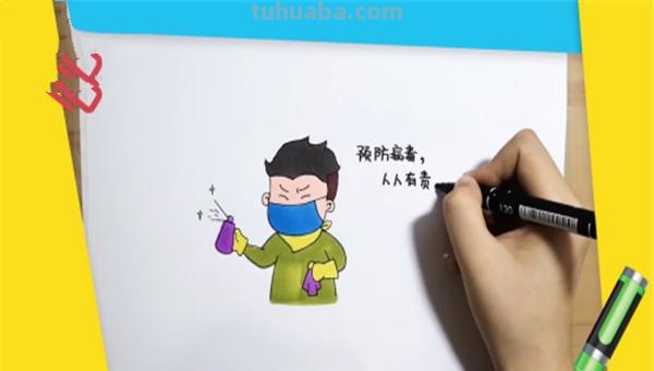 病毒创意速写 抗疫素描绘画作品？