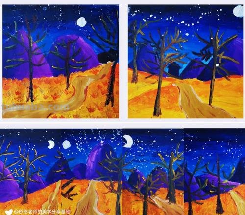色彩夜景画与色彩夜景画水粉