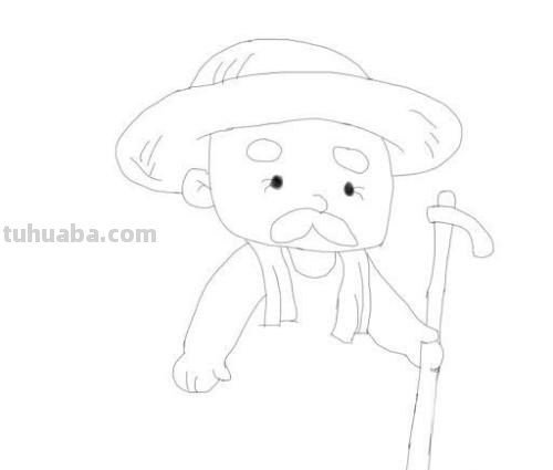 爷爷的简笔画怎么画 简笔画课堂:锄地的老爷爷?