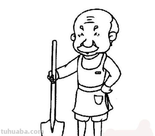 爷爷的简笔画怎么画 简笔画课堂:锄地的老爷爷?