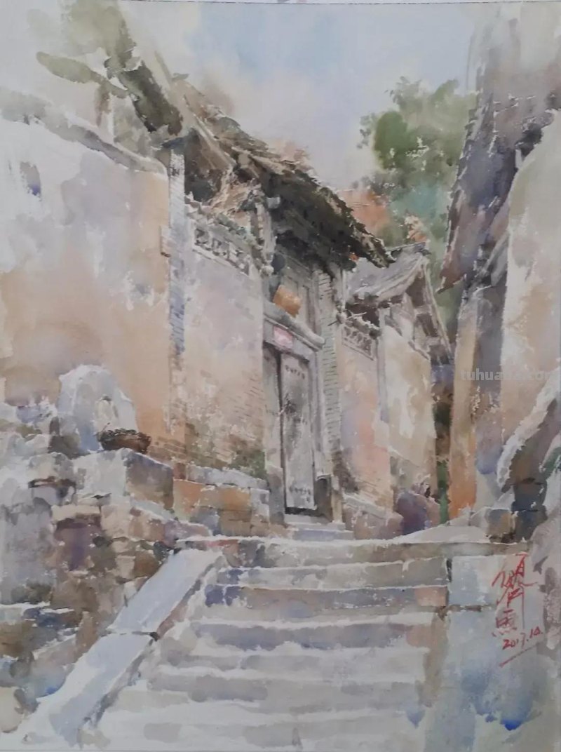 马百齐人像风景水彩画欣赏