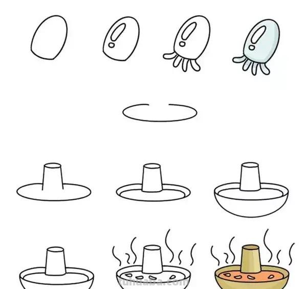 简笔画｜美味又温馨的火锅简笔画，超级简单，一学就会，收藏！