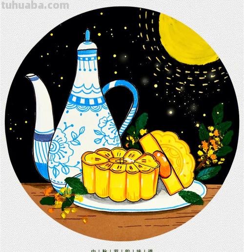 儿童画教程|油水分离趣画中秋节的美味