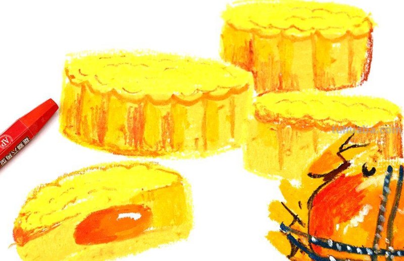 儿童画教程｜油水分离趣画中秋节的美味