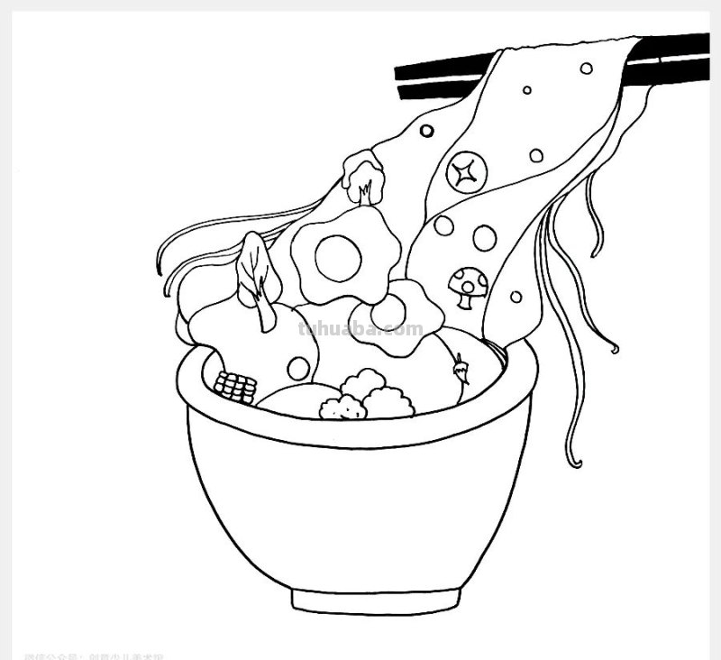 儿童画教程｜在衣食住行中发现艺术美《一碗香喷喷的拉面》
