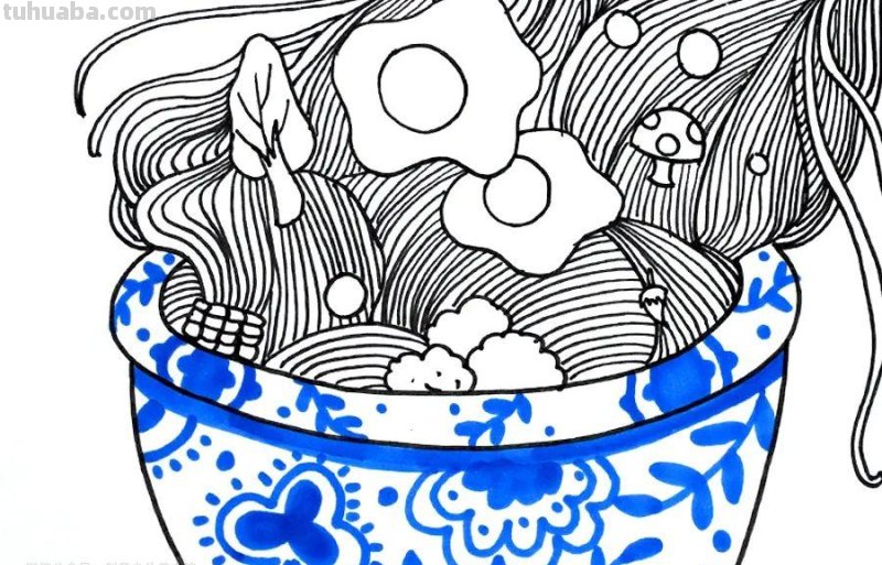 儿童画教程｜在衣食住行中发现艺术美《一碗香喷喷的拉面》