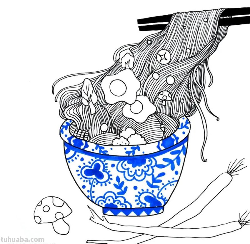 儿童画教程｜在衣食住行中发现艺术美《一碗香喷喷的拉面》