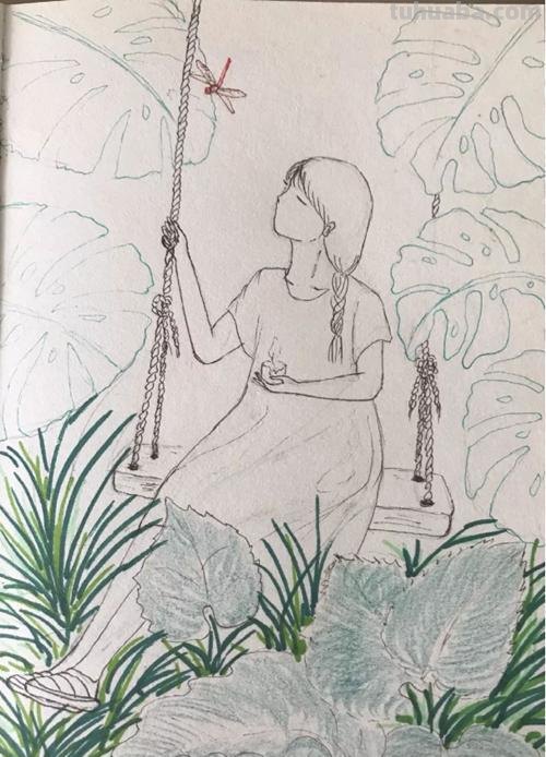彩铅画绝代佳人怎么画 怎么用彩铅画樱花树下荡秋千的女孩的慢教程?