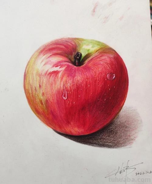 用彩铅画桌上苹果怎么画 色彩静物苹果的画法?