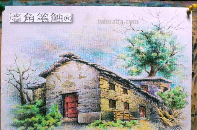 夜晚的乡村彩铅画怎么画 彩铅画自学教程风景？