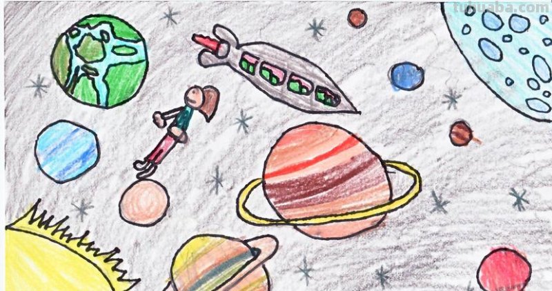 太空漫步的彩铅画怎么画 关于太空的画简单又漂亮？