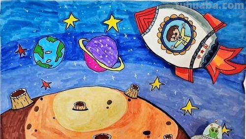 太空漫步的彩铅画怎么画 关于太空的画简单又漂亮？