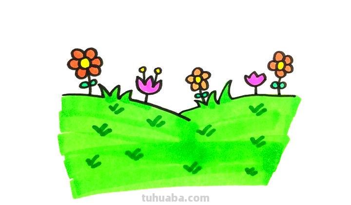 草坪怎么画简笔画图片 儿童画路边的草坪？