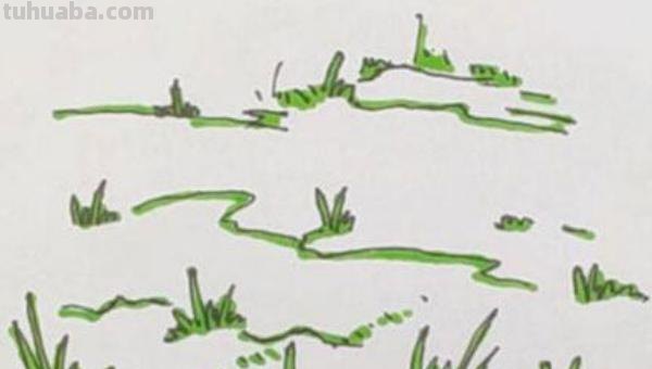 草坪怎么画简笔画图片 儿童画路边的草坪？