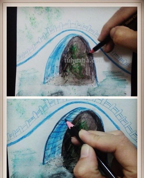 重庆的桥彩铅画怎么画 五年级画桥简单又好看？