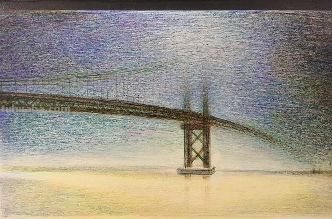 重庆的桥彩铅画怎么画 五年级画桥简单又好看？