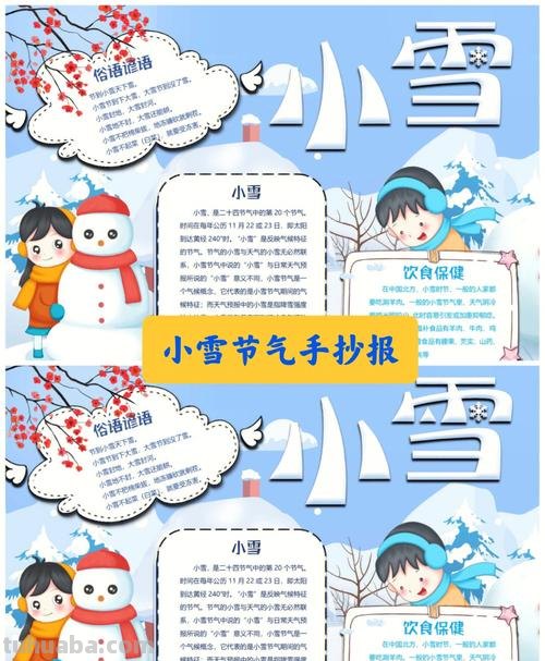 下雪了手抄报怎么画 24节气手抄报简单漂亮小雪？