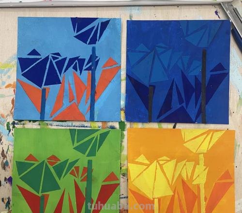 色彩构成色相对比作业及色彩构成色相对比作业图片 