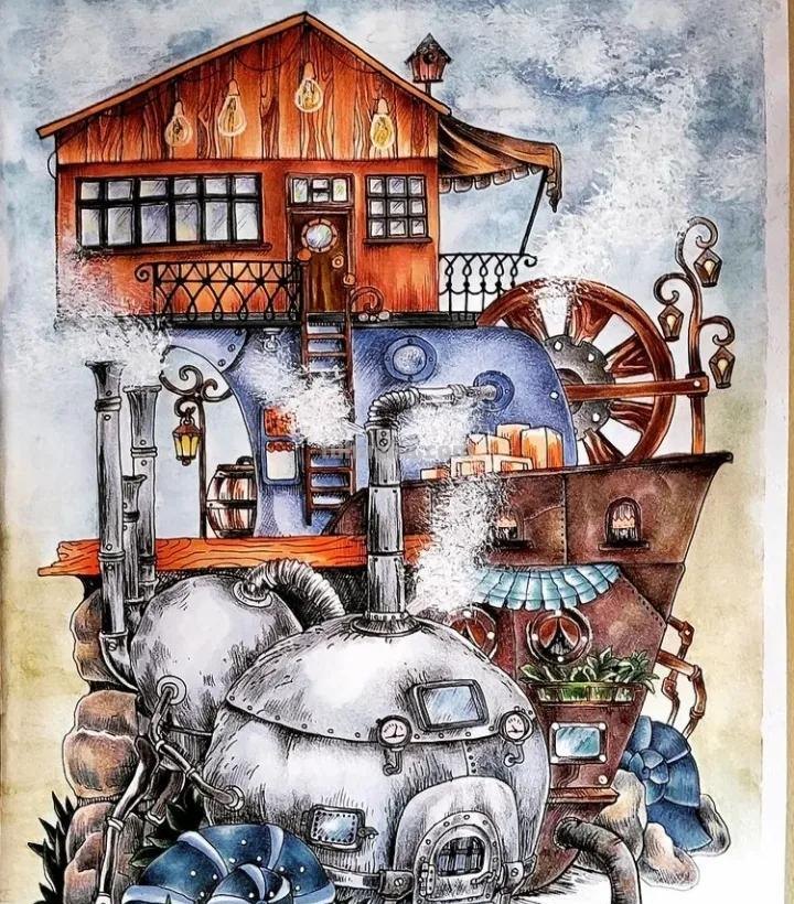 美术机构老师的彩铅画作品，细腻却不失单调