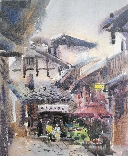 色彩古镇写生：穿越时光的绚丽之旅 