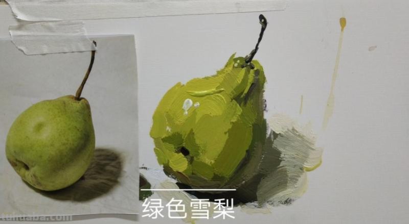 色彩绿梨及色彩绿梨子的画法调色 
