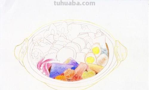 怎么画关东煮彩铅画 初学者彩铅画步骤？