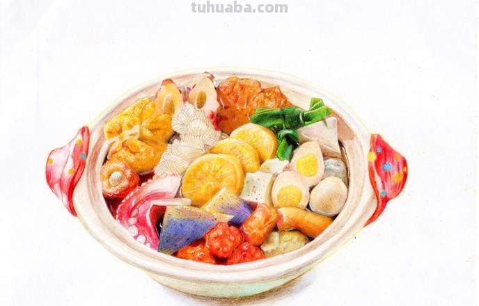 怎么画关东煮彩铅画 初学者彩铅画步骤？