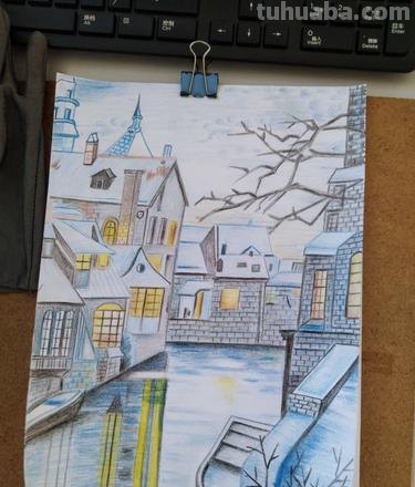 冬天的河彩铅画怎么画 怎么用彩铅画风景画小学？