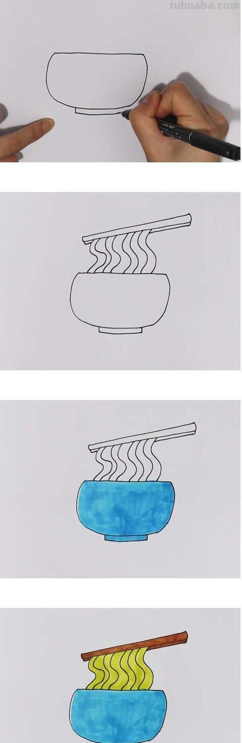 面条怎么画简笔画图片 面条怎么涂颜色？