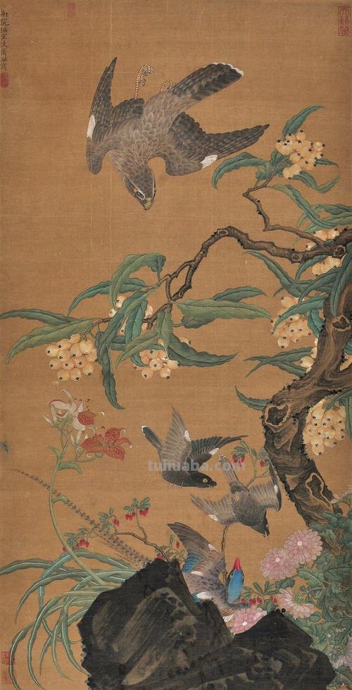 辽代时期著名画家萧融《花鸟图》经典绘画作品形态生动逼真赏析