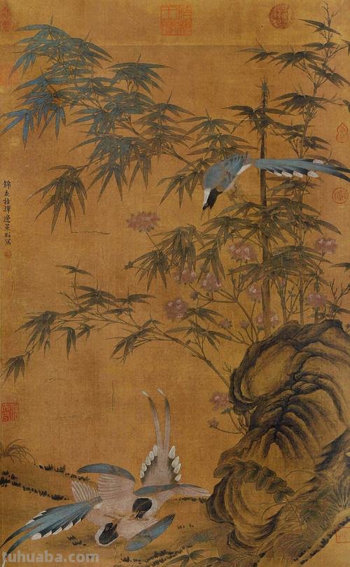 辽代时期著名画家萧融《花鸟图》经典绘画作品形态生动逼真赏析