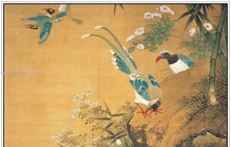辽代时期著名画家萧融《花鸟图》经典绘画作品形态生动逼真赏析
