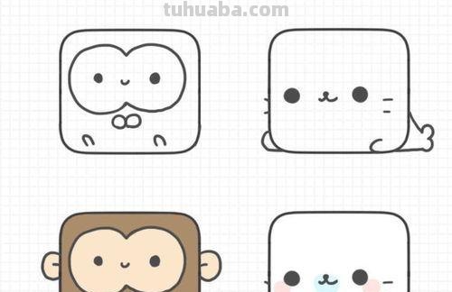 简笔画｜1分钟画一个卡通 方块画画真的好有趣