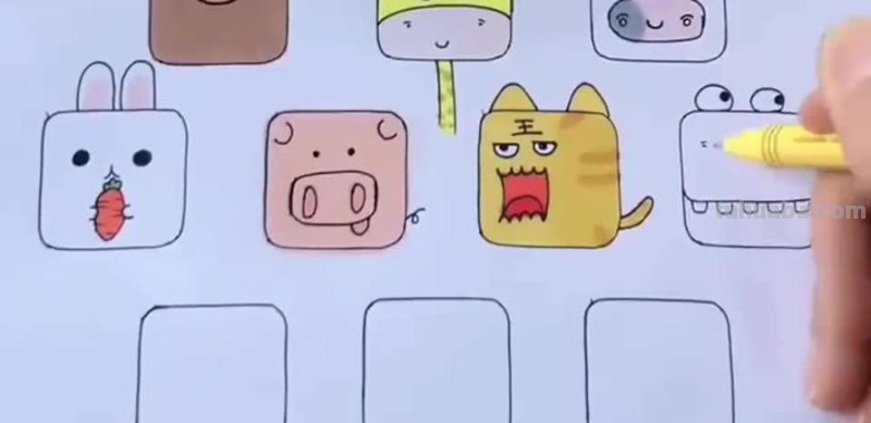简笔画｜1分钟画一个卡通 方块画画真的好有趣
