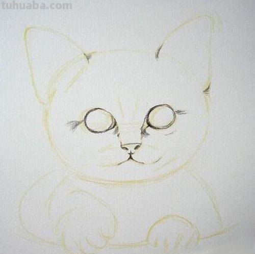 小猫走路的彩铅画怎么画 小馋猫简单铅笔画？
