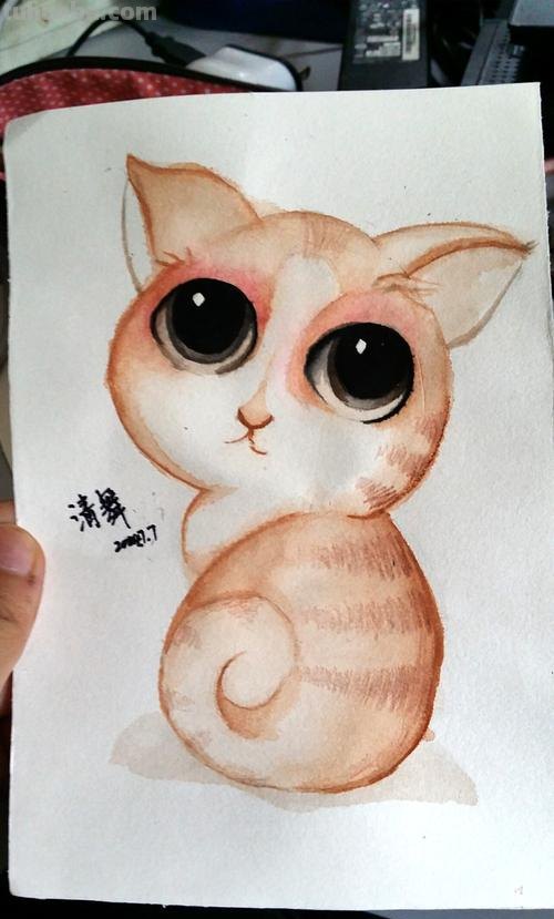 小猫走路的彩铅画怎么画 小馋猫简单铅笔画？