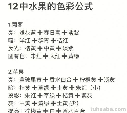 色彩水果调色公式及色彩水果调色公式大全 