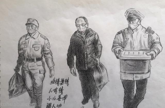 警察防疫速写 关于崇左市的绘画？