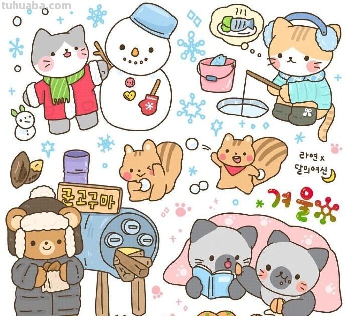 敲治愈的小动物简笔画素材