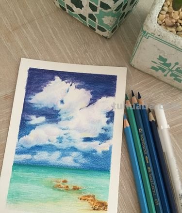 彩铅画怎么画大海图片 如何用彩笔画大海？