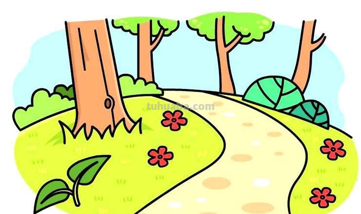 小路怎么画简笔画图片 小山小路小树的简笔画，看组合步骤图简单易学？