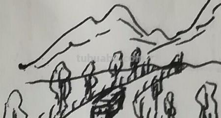 小路怎么画简笔画图片 小山小路小树的简笔画，看组合步骤图简单易学？