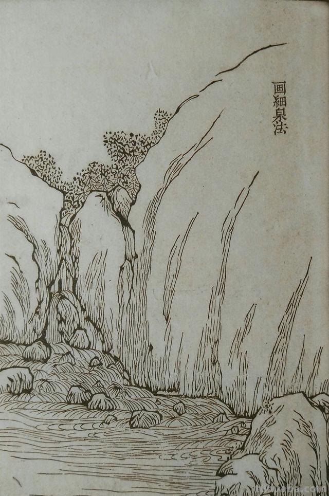 山水画15种画山泉瀑布波涛云海画法