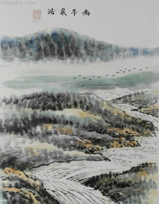 山水画15种画山泉瀑布波涛云海画法