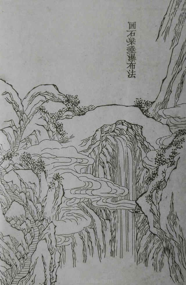 山水画15种画山泉瀑布波涛云海画法